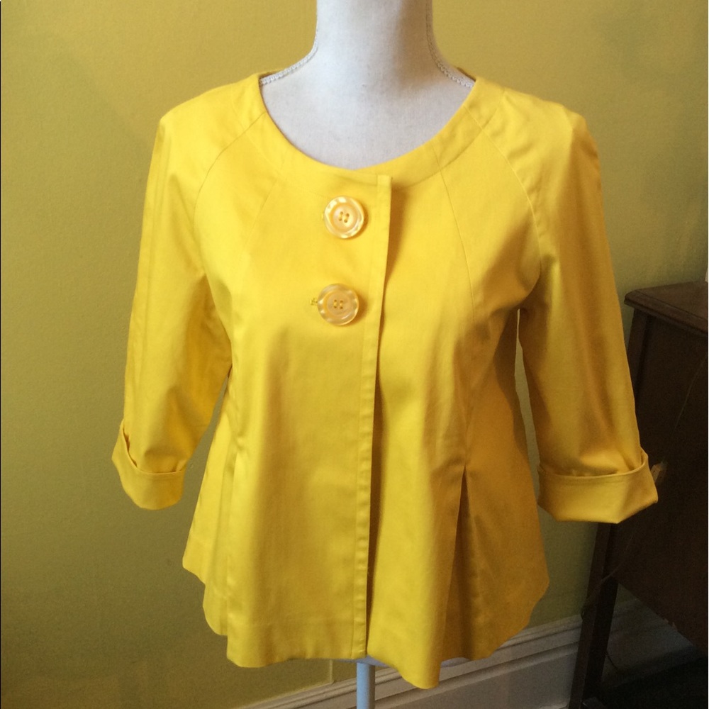 WD.NY Cute Bright Yellow Pleated Jacket Size 8
